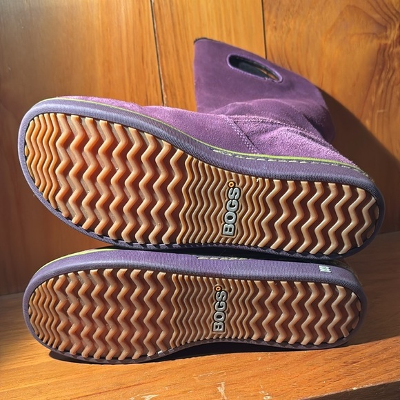 Bogs Boga Purple Green Suede Leather Fleece Lined Waterproof Winter Boots Size 6 - Picture 6 of 9